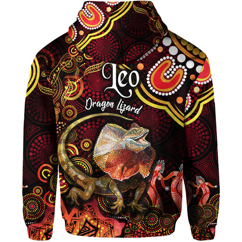 australian-astrology-zip-up-and-pullover-hoodie-leo-dragon-lizard-zodiac-aboriginal-vibes-red