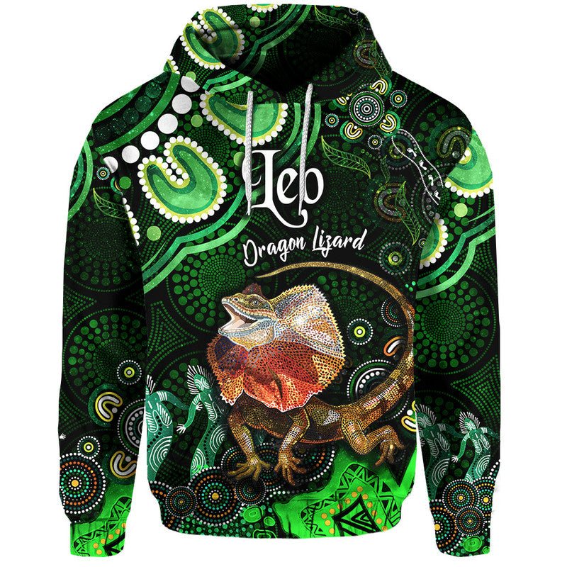 australian-astrology-zip-up-and-pullover-hoodie-leo-dragon-lizard-zodiac-aboriginal-vibes-green