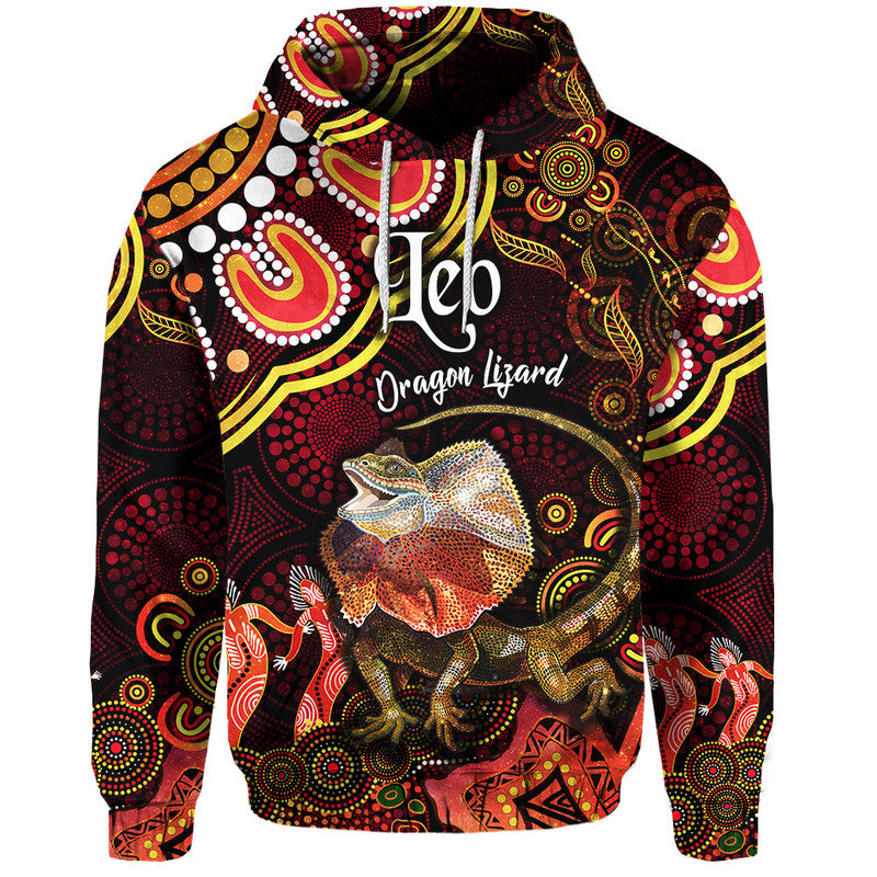 australian-astrology-zip-up-and-pullover-hoodie-leo-dragon-lizard-zodiac-aboriginal-vibes-red