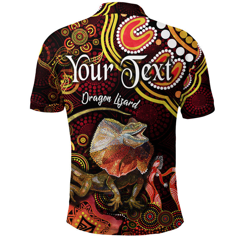 custom-personalised-australian-astrology-polo-shirt-leo-dragon-lizard-zodiac-aboriginal-vibes-red