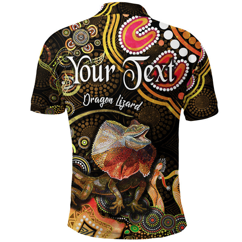 custom-personalised-australian-astrology-polo-shirt-leo-dragon-lizard-zodiac-aboriginal-vibes-gold
