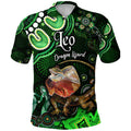 australian-astrology-polo-shirt-leo-dragon-lizard-zodiac-aboriginal-vibes-green