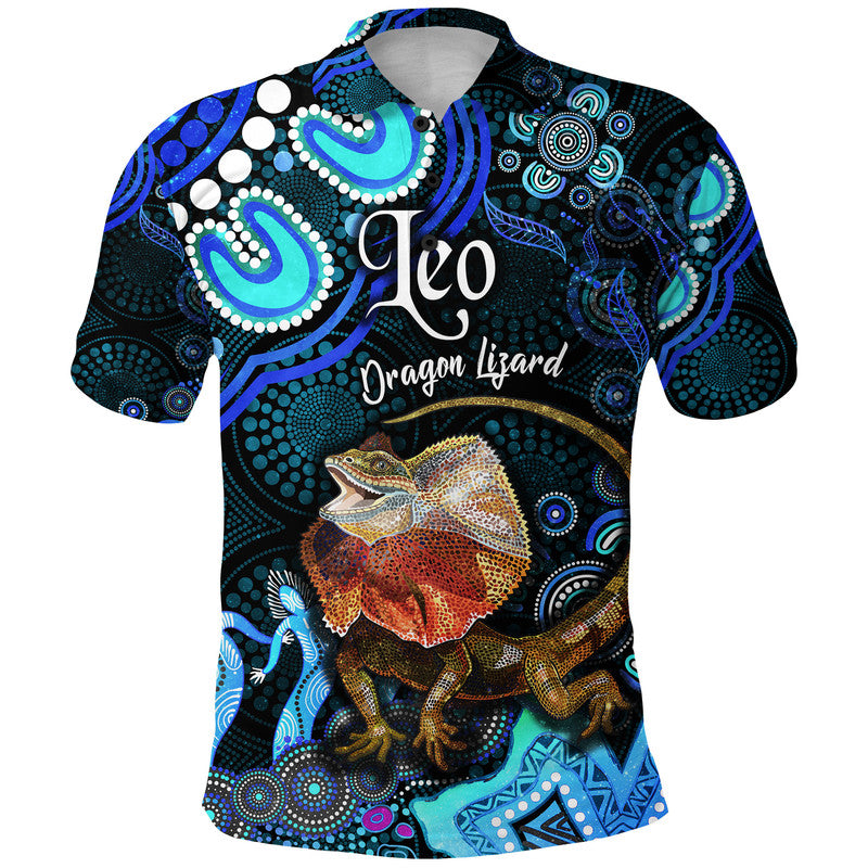custom-personalised-australian-astrology-polo-shirt-leo-dragon-lizard-zodiac-aboriginal-vibes-blue