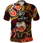 australian-astrology-polo-shirt-leo-dragon-lizard-zodiac-aboriginal-vibes-red