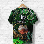 australian-astrology-t-shirt-leo-dragon-lizard-zodiac-aboriginal-vibes-green