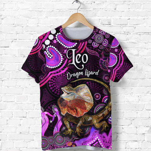 australian-astrology-t-shirt-leo-dragon-lizard-zodiac-aboriginal-vibes-pink