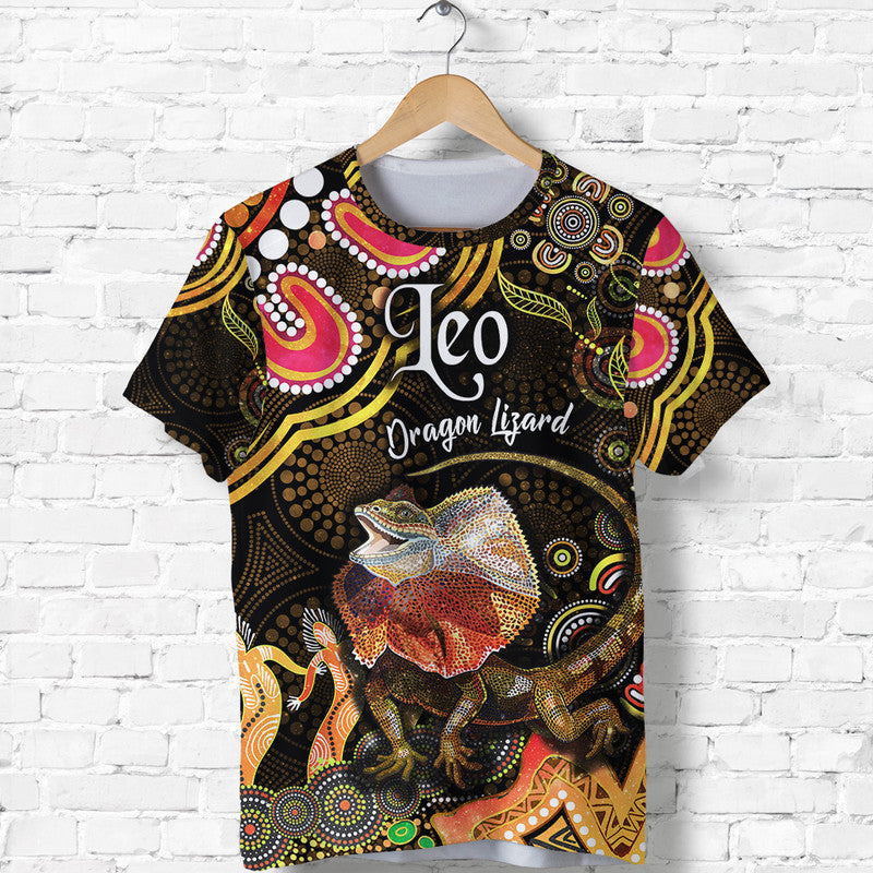 custom-personalised-australian-astrology-t-shirt-leo-dragon-lizard-zodiac-aboriginal-vibes-gold