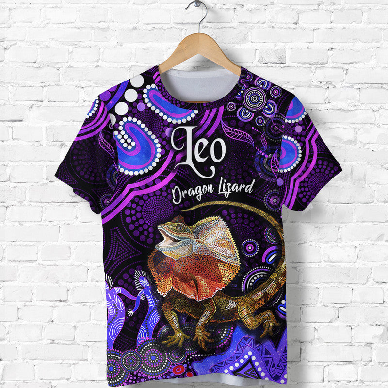 custom-personalised-australian-astrology-t-shirt-leo-dragon-lizard-zodiac-aboriginal-vibes-purple