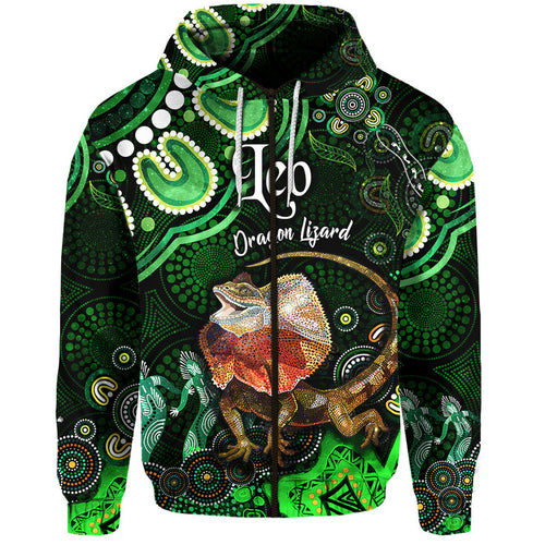 australian-astrology-zip-up-and-pullover-hoodie-leo-dragon-lizard-zodiac-aboriginal-vibes-green