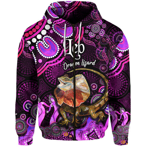custom-personalised-australian-astrology-zip-up-and-pullover-hoodie-leo-dragon-lizard-zodiac-aboriginal-vibes-pink