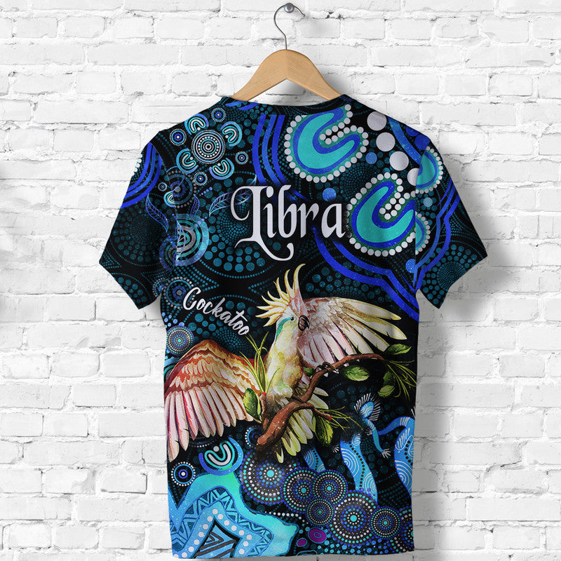 australian-astrology-t-shirt-libra-cockatoo-glider-zodiac-aboriginal-vibes-blue