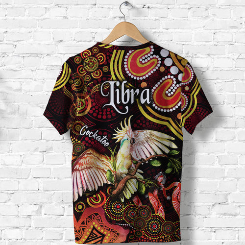 australian-astrology-t-shirt-libra-cockatoo-glider-zodiac-aboriginal-vibes-red