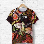 australian-astrology-t-shirt-libra-cockatoo-glider-zodiac-aboriginal-vibes-red