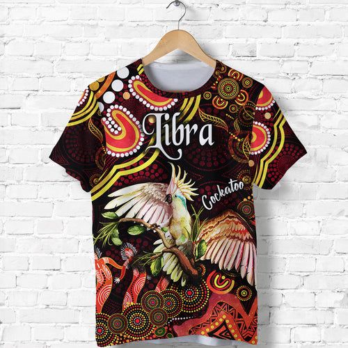 australian-astrology-t-shirt-libra-cockatoo-glider-zodiac-aboriginal-vibes-red