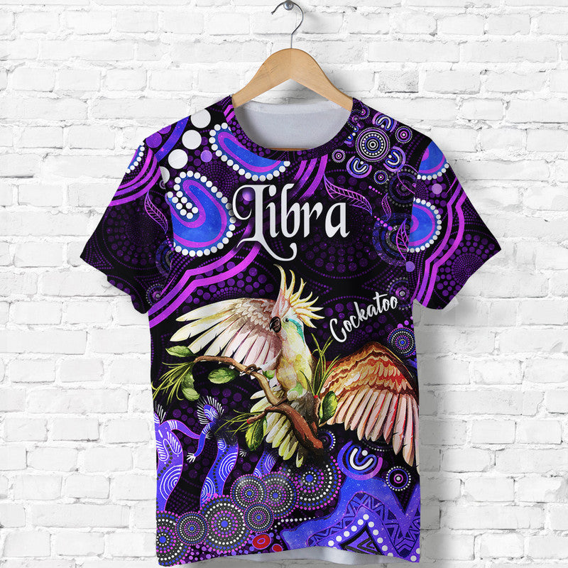 custom-personalised-australian-astrology-t-shirt-libra-cockatoo-glider-zodiac-aboriginal-vibes-purple