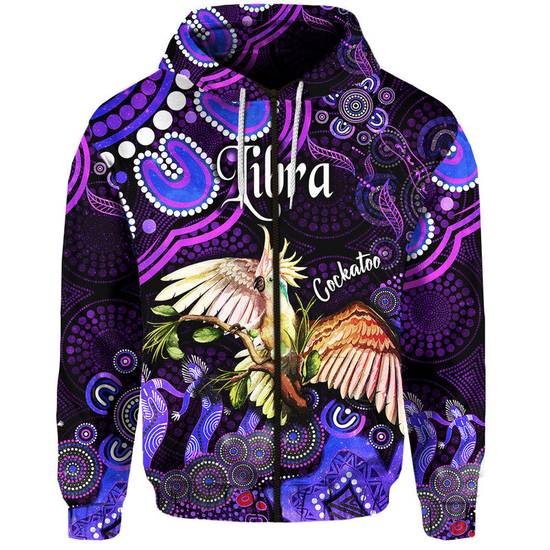 australian-astrology-zip-up-and-pullover-hoodie-libra-cockatoo-glider-zodiac-aboriginal-vibes-purple