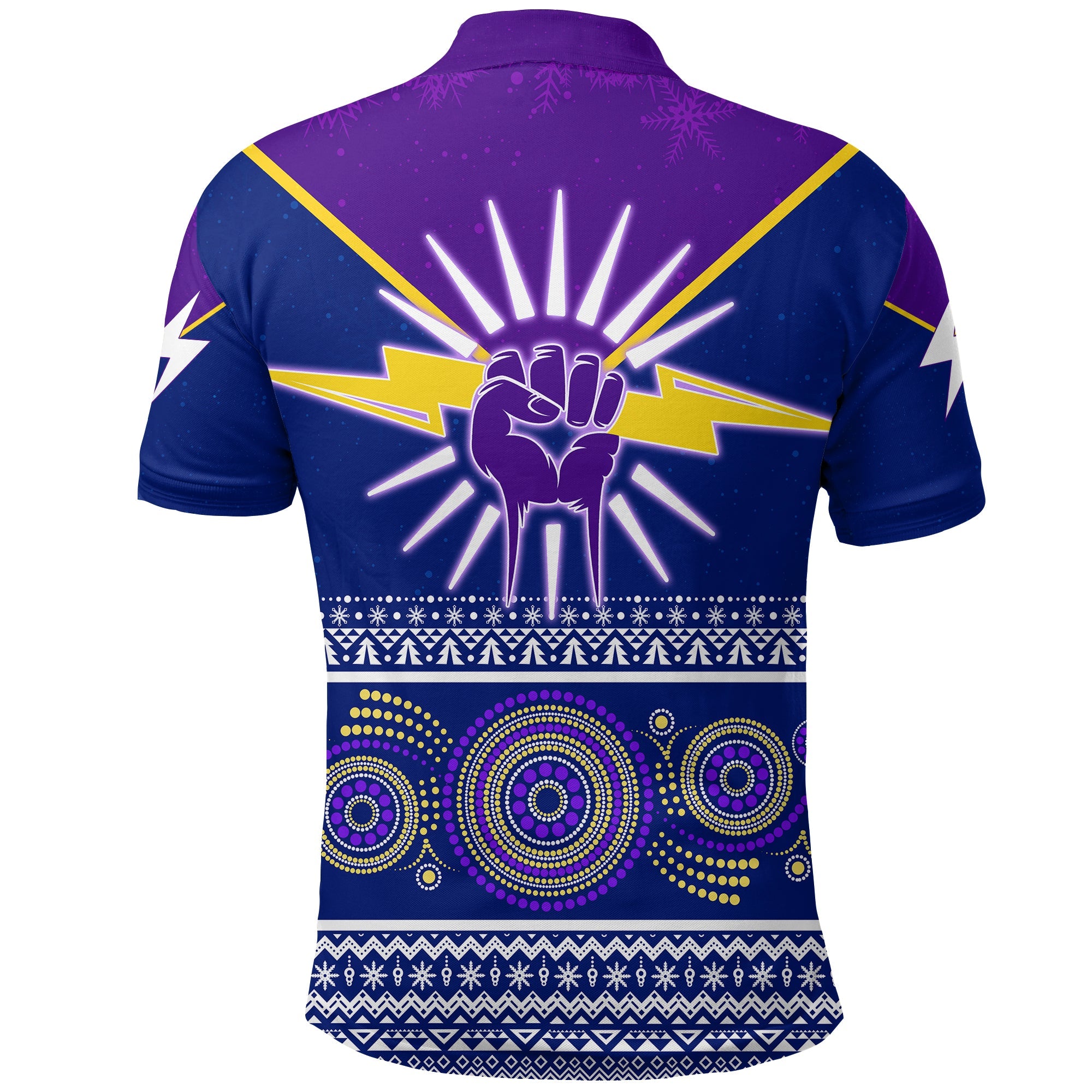 indigenous-xmas-lightning-storm-aboriginal-art-polo-shirt