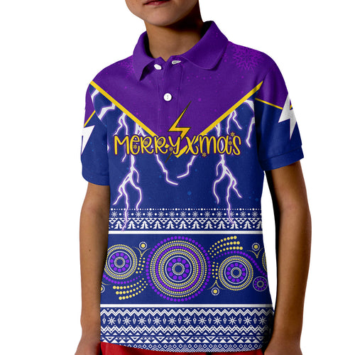 indigenous-xmas-lightning-storm-aboriginal-art-kid-polo-shirt