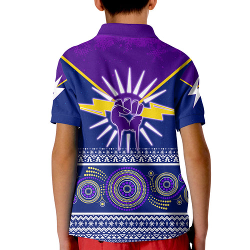 indigenous-xmas-lightning-storm-aboriginal-art-kid-polo-shirt