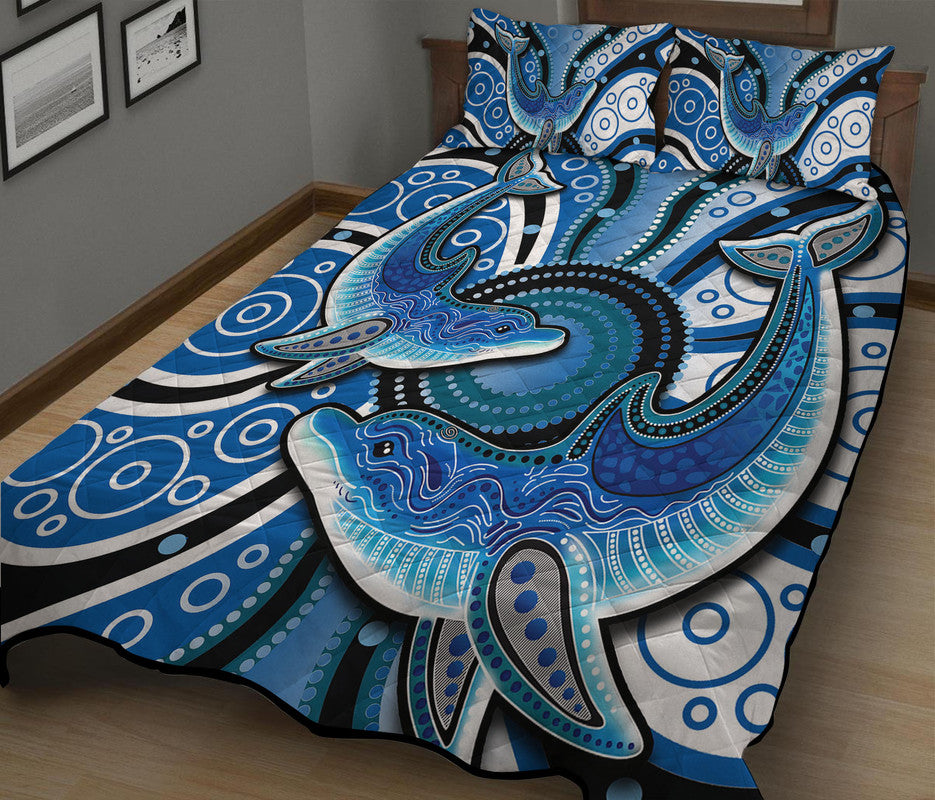 aboriginal-dolphins-quilt-bed-set-blue-sea