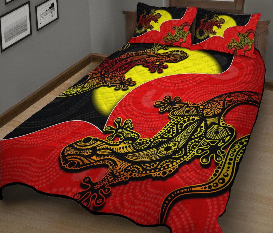 aboriginal-flag-mix-lizard-quilt-bed-set