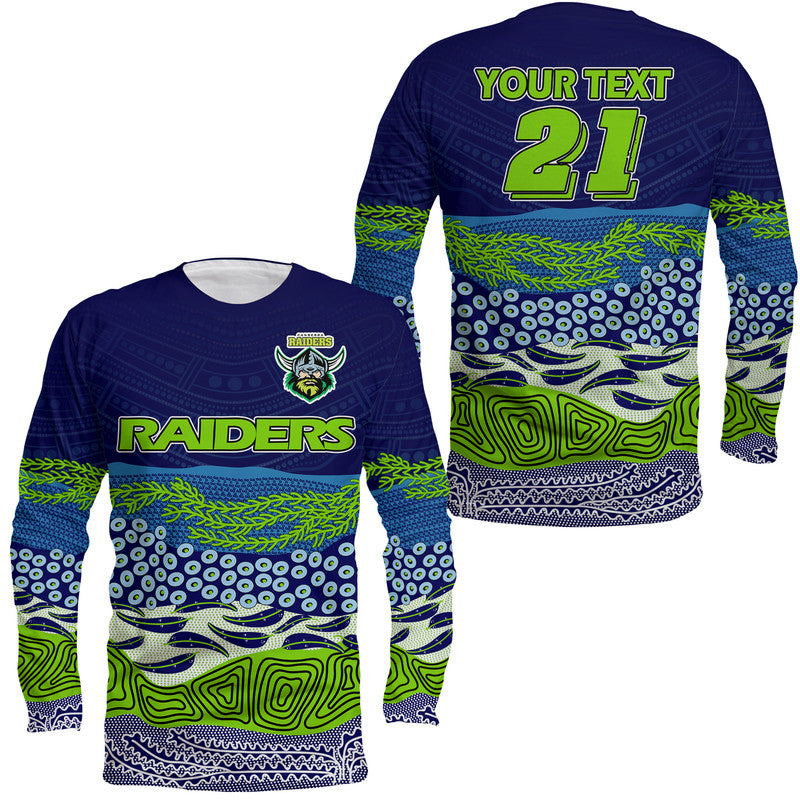 custom-text-and-number-canberra-the-green-machine-raiders-boomerang-indigenous-long-sleeve-shirt