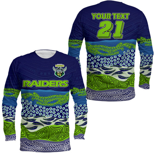 custom-text-and-number-canberra-the-green-machine-raiders-boomerang-indigenous-long-sleeve-shirt