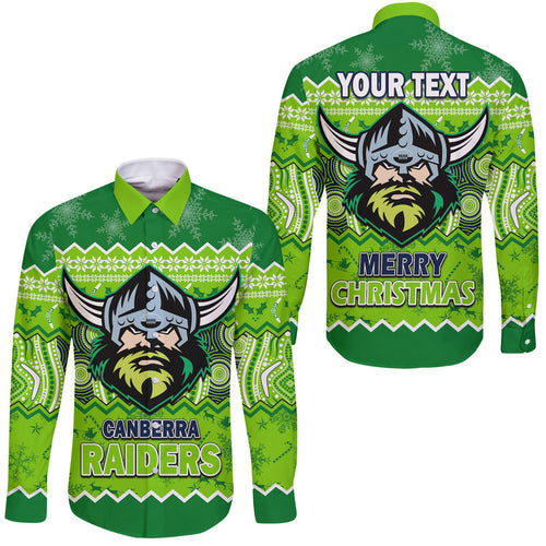 custom-personalised-canberra-the-green-machine-raiders-aboriginal-christmas-vibe-hawaii-long-sleeve-button-shirt