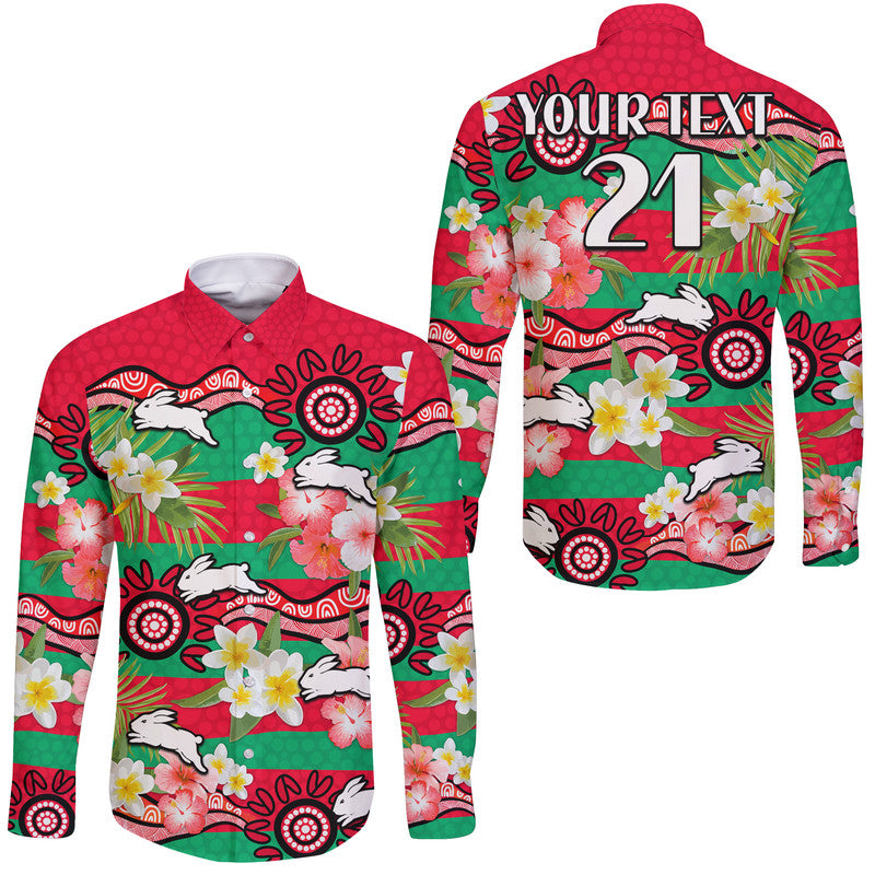 custom-personalised-rabbitohs-rugby-hawaii-long-sleeve-button-shirt-tropical-flowers-and-palm-hawaiian-style