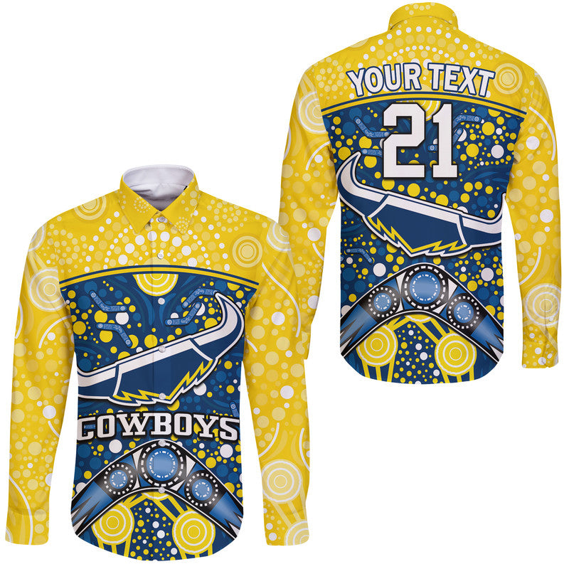 custom-personalised-cowboys-rugby-hawaii-long-sleeve-button-shirt-boomerang-indigenous-dots
