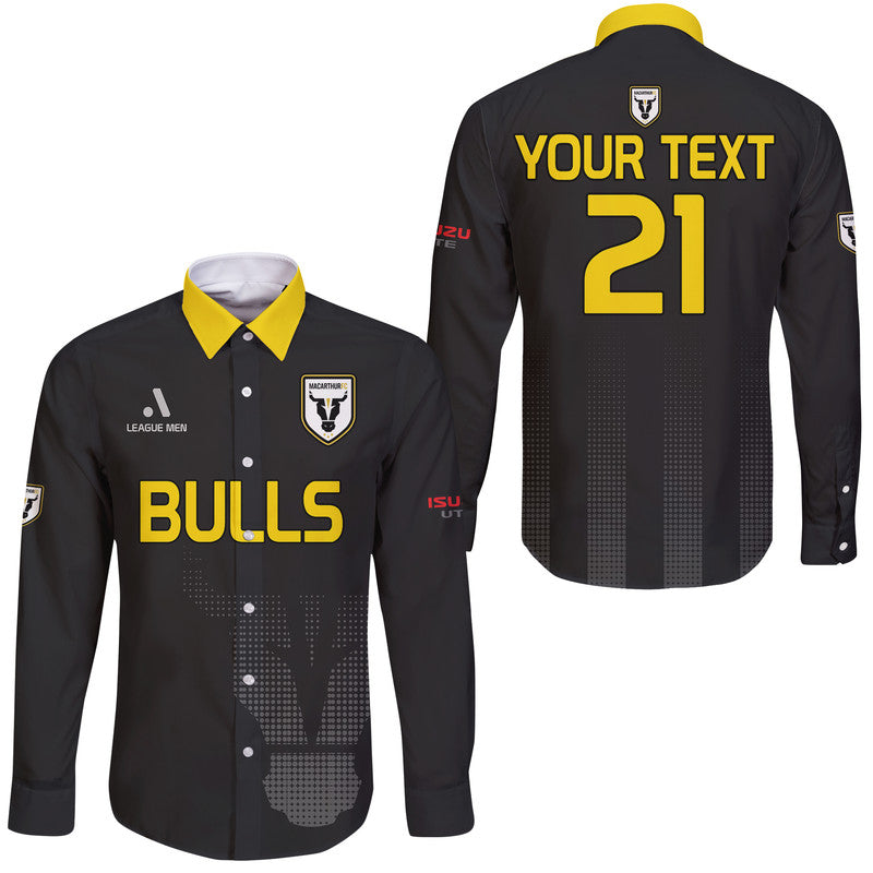 custom-personalised-macarthur-soccer-hawaii-long-sleeve-button-shirt-bulls-black-and-gold