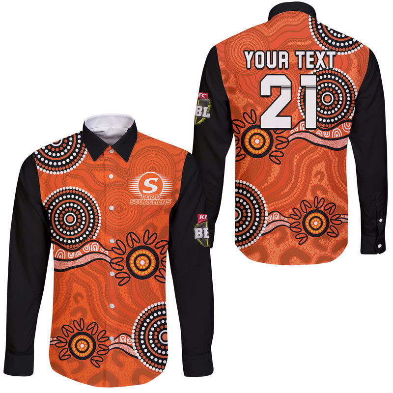 custom-personalised-perth-scorchers-cricket-dots-perth-scorchers-cricket-dots-long-sleeve-button-shirt