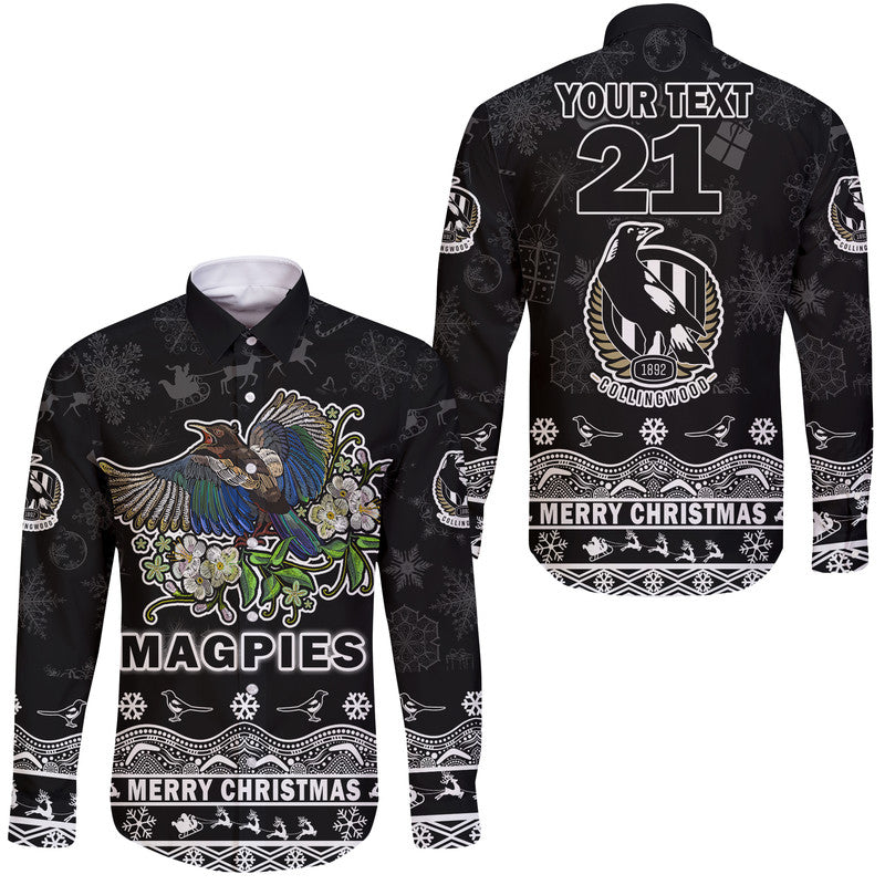 custom-personalised-and-number-collingwood-pies-unique-winter-season-hawaii-long-sleeve-button-shirt-magpies-merry-christmas