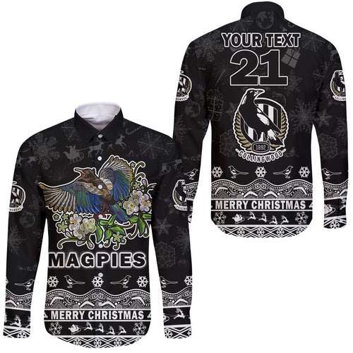 custom-personalised-and-number-collingwood-pies-unique-winter-season-hawaii-long-sleeve-button-shirt-magpies-merry-christmas