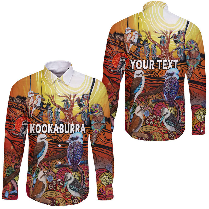 custom-personalised-australia-kookaburra-dreaming-aboriginal-arty-style-hawaii-long-sleeve-button-shirt