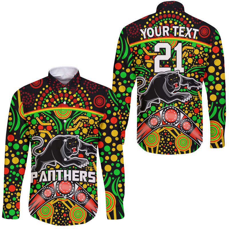 custom-personalised-panthers-rugby-hawaii-long-sleeve-button-shirt-boomerang-indigenous-dots