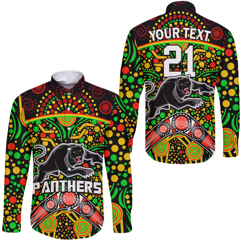 custom-personalised-panthers-rugby-hawaii-long-sleeve-button-shirt-boomerang-indigenous-dots
