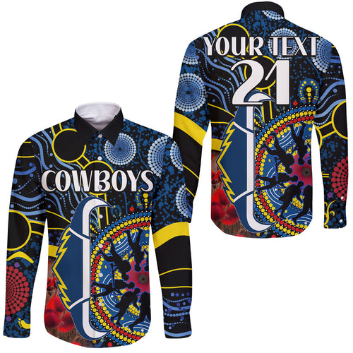 custom-personalised-cowboys-rugby-anzac-hawaii-long-sleeve-button-shirt-aboriginal-military-and-poppy-flowers