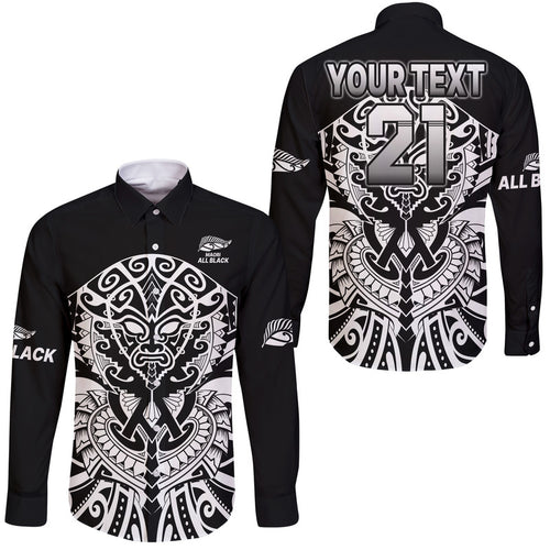 custom-text-and-number-aotearoa-silver-fern-rugby-sevens-hawaii-long-sleeve-button-shirt-maori-tribal-all-black