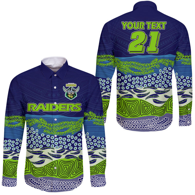custom-text-and-number-canberra-the-green-machine-raiders-boomerang-indigenous-hawaii-long-sleeve-button-shirt