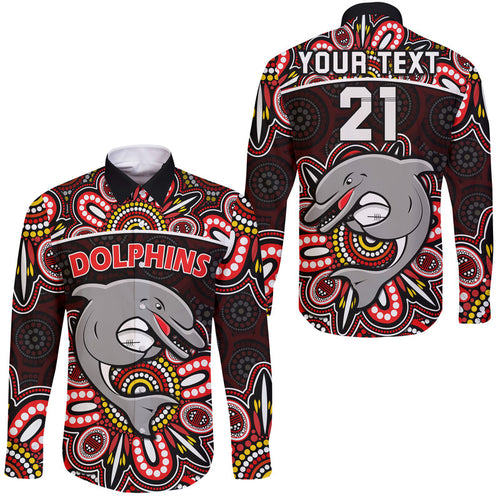 custom-personalised-dolphins-rugby-hawaii-long-sleeve-button-shirt-aboriginal-dot-painting