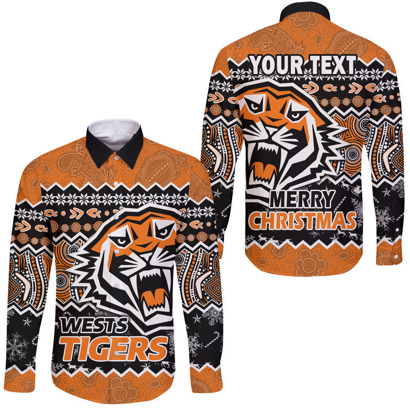 custom-personalised-wests-tigers-aboriginal-christmas-vibe-gold-version-hawaii-long-sleeve-button-shirt