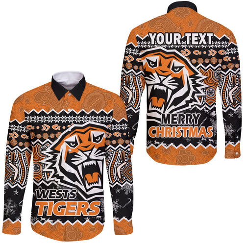 custom-personalised-wests-tigers-aboriginal-christmas-vibe-gold-version-hawaii-long-sleeve-button-shirt