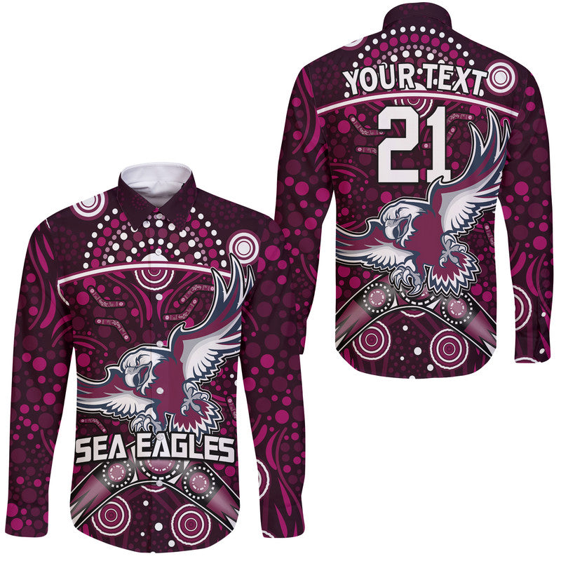 custom-personalised-sea-eagles-rugby-hawaii-long-sleeve-button-shirt-boomerang-indigenous-dots