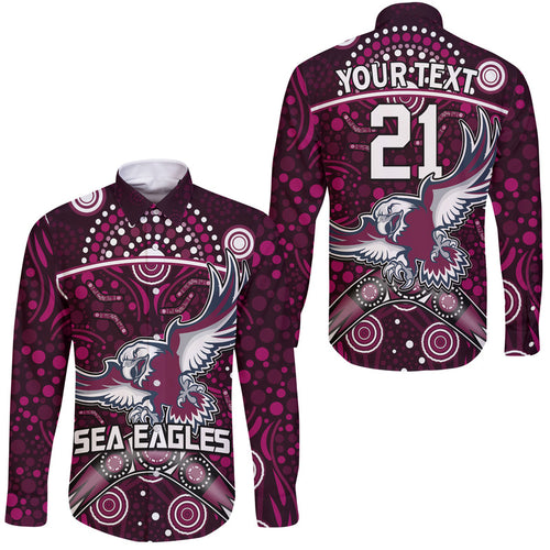 custom-personalised-sea-eagles-rugby-hawaii-long-sleeve-button-shirt-boomerang-indigenous-dots