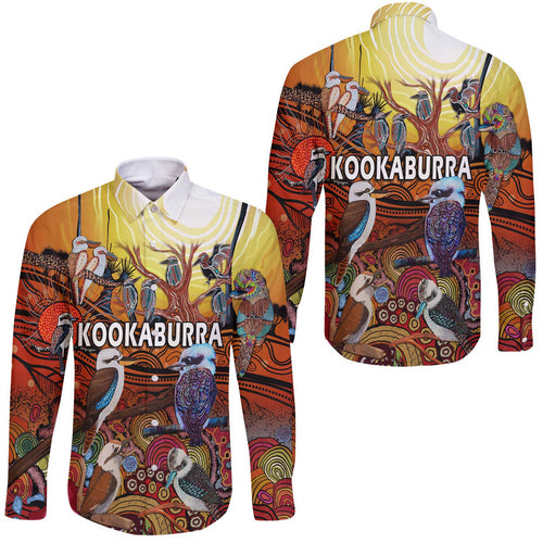 australia-kookaburra-dreaming-aboriginal-arty-style-hawaii-long-sleeve-button-shirt