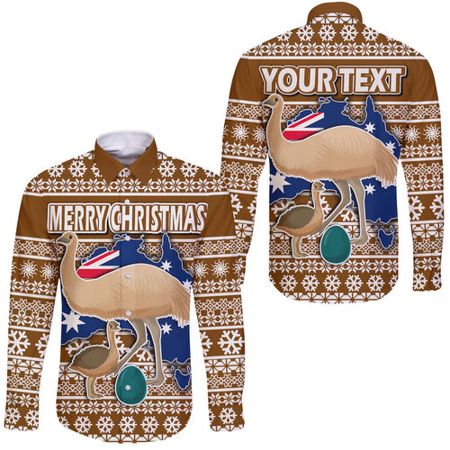 custom-personalised-australian-emu-christmas-vibe-with-aboriginal-dot-painting-style-hawaii-long-sleeve-button-shirt