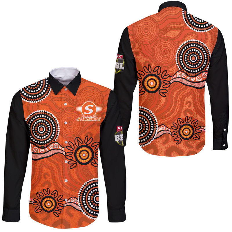 perth-scorchers-cricket-dots-perth-scorchers-cricket-dots-long-sleeve-button-shirt