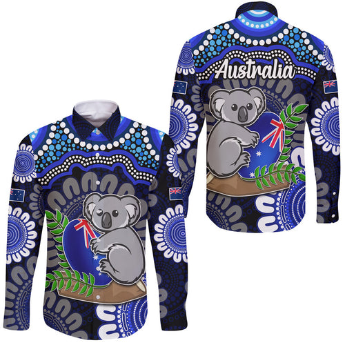 australia-koala-aboriginal-hawaii-long-sleeve-button-shirt-koala-hugging-rugby-ball-blue