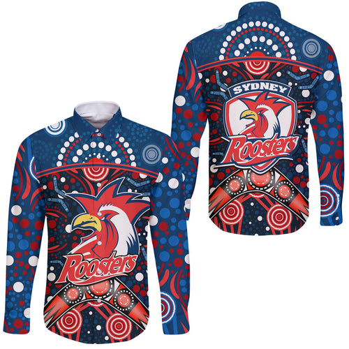 roosters-rugby-hawaii-long-sleeve-button-shirt-boomerang-indigenous-dots